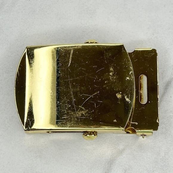 Vintage Gold Tone Web Clamp On Simple Basic Belt Buckle - Picture 1 of 8